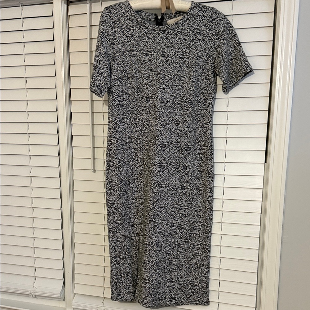 LOFT Monochrome Patterned Midi Dress